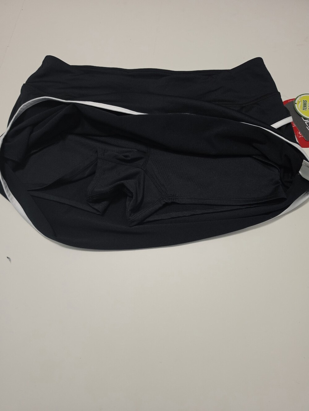 BCG Athletic Black & White Tiered Courtcore Tennis Skort With Ball Pocket Sz L - Picture 3 of 9